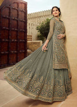 Load image into Gallery viewer, Grey and Gold Heavy Embroidered Lehenga fashionandstylish.myshopify.com