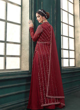 Load image into Gallery viewer, Hot Red Heavy Embroidered Slit Style Anarkali Suit fashionandstylish.myshopify.com