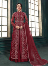 Load image into Gallery viewer, Hot Red Heavy Embroidered Slit Style Anarkali Suit fashionandstylish.myshopify.com