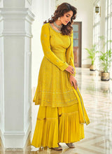 Load image into Gallery viewer, Lemon Yellow Designer Sequins Work Gharara Suit fashionandstylish.myshopify.com