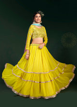 Load image into Gallery viewer, Lemon Yellow Embroidered Stylish Lehenga Choli