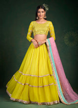 Load image into Gallery viewer, Lemon Yellow Embroidered Stylish Lehenga Choli