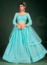 Load image into Gallery viewer, Light Blue Embroidered Stylish Lehenga Choli