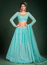 Load image into Gallery viewer, Light Blue Embroidered Stylish Lehenga Choli