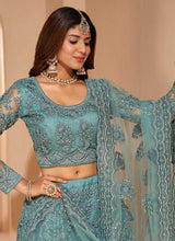 Load image into Gallery viewer, Light Blue Floral Embroidered Stylish Lehenga Choli fashionandstylish.myshopify.com