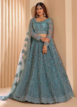 Load image into Gallery viewer, Light Blue Floral Embroidered Stylish Lehenga Choli fashionandstylish.myshopify.com