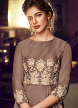 Load image into Gallery viewer, Light Brown Embroidered Anarkali Style Gown fashionandstylish.myshopify.com