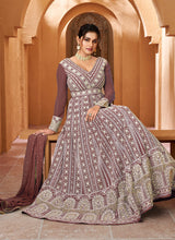 Load image into Gallery viewer, Light Brown Floral Embroidered Kalidar Anarkali