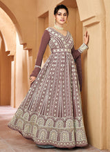 Load image into Gallery viewer, Light Brown Floral Embroidered Kalidar Anarkali