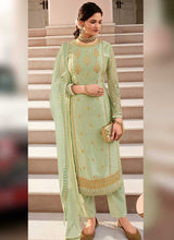 Load image into Gallery viewer, Light Green Colored Heavy Embroidered Lehenga/ Pant Style Suit fashionandstylish.myshopify.com
