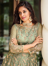 Load image into Gallery viewer, Light Green Floral Designer Embroidered Kalidar Anarkali