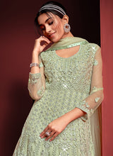 Load image into Gallery viewer, Light Green Heavy Embroidered Kalidar Anarkali