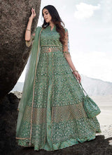 Load image into Gallery viewer, Light Green Heavy Embroidered Kalidar Lehenga Style Anarkali fashionandstylish.myshopify.com