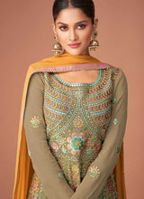 Load image into Gallery viewer, Light Green Heavy Embroidered Sharara Style Suit fashionandstylish.myshopify.com