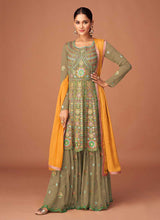Load image into Gallery viewer, Light Green Heavy Embroidered Sharara Style Suit fashionandstylish.myshopify.com