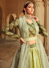 Load image into Gallery viewer, Light Green Shaded Embroidered Stylish Lehenga Choli
