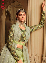 Load image into Gallery viewer, Light Green Shaded Embroidered Stylish Lehenga Choli