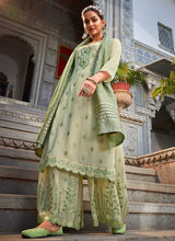 Load image into Gallery viewer, Light Green Stylish Embroidered Palazzo Style Suit fashionandstylish.myshopify.com