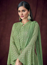 Load image into Gallery viewer, Light Green and Gold Embroidered Jacket Style Lehenga fashionandstylish.myshopify.com
