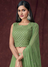 Load image into Gallery viewer, Light Green and Gold Embroidered Jacket Style Lehenga fashionandstylish.myshopify.com