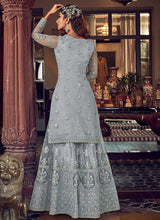 Load image into Gallery viewer, Light Grey Heavy Embroidered Sharara Style Suit fashionandstylish.myshopify.com