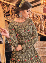 Load image into Gallery viewer, Light Grey and Gold Heavy Embroidered Anarkali fashionandstylish.myshopify.com