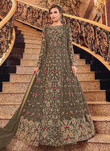 Load image into Gallery viewer, Light Grey and Gold Heavy Embroidered Anarkali fashionandstylish.myshopify.com