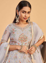 Load image into Gallery viewer, Light Lavender Floral Embroidered Designer Kalidar Anarkali fashionandstylish.myshopify.com