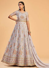 Load image into Gallery viewer, Light Lavender Floral Embroidered Designer Kalidar Anarkali fashionandstylish.myshopify.com