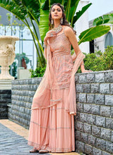 Load image into Gallery viewer, Light Peach Embroidered Stylish Sharara Style Suit fashionandstylish.myshopify.com