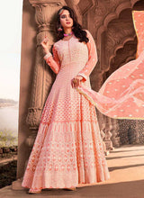 Load image into Gallery viewer, Light Peach Heavy Embroidered Gown Style Anarkali fashionandstylish.myshopify.com