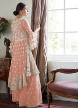 Load image into Gallery viewer, Light Peach Heavy Embroidered Sharara Style Suit fashionandstylish.myshopify.com