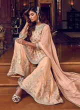 Load image into Gallery viewer, Light Peach Heavy Embroidered Sharara Style Suit fashionandstylish.myshopify.com