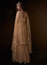 Load image into Gallery viewer, Light Peach Sequins Work Embroidered Gharara Style Suit fashionandstylish.myshopify.com