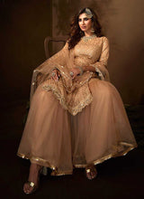 Load image into Gallery viewer, Light Peach Sequins Work Embroidered Gharara Style Suit fashionandstylish.myshopify.com
