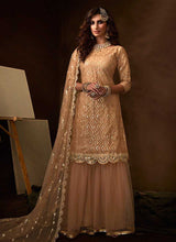 Load image into Gallery viewer, Light Peach Sequins Work Embroidered Gharara Style Suit fashionandstylish.myshopify.com