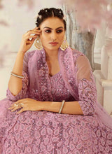Load image into Gallery viewer, Light Pink Heavy Net Embroidered Kalidar Lehenga Choli fashionandstylish.myshopify.com