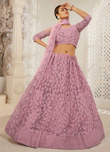 Load image into Gallery viewer, Light Pink Heavy Net Embroidered Kalidar Lehenga Choli fashionandstylish.myshopify.com