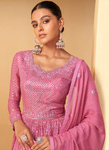 Load image into Gallery viewer, Light Pink Sequin Embroidered Sharara Suit