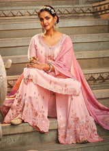 Load image into Gallery viewer, Light Pink Stylish Embroidered Palazzo Style Suit fashionandstylish.myshopify.com