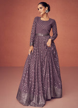 Load image into Gallery viewer, Light Purple Heavy Embroidered Floor touch Kalidar Anarkali