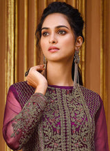 Load image into Gallery viewer, Lilac Heavy Embroidered High Slit Style Designer Suit fashionandstylish.myshopify.com