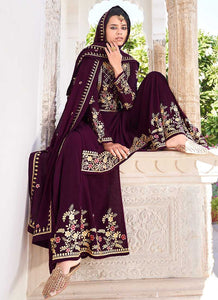 Lilac Heavy Embroidered Sharara Style Suit fashionandstylish.myshopify.com