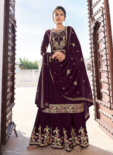 Load image into Gallery viewer, Lilac Heavy Embroidered Sharara Style Suit fashionandstylish.myshopify.com
