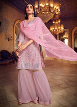 Load image into Gallery viewer, Lilac Mirror Embroidered Gharara Style Suit fashionandstylish.myshopify.com