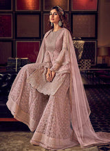 Load image into Gallery viewer, Nude Pink Heavy Embroidered Sharara Style Suit fashionandstylish.myshopify.com