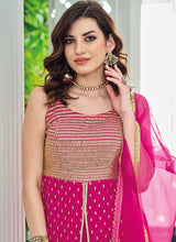 Load image into Gallery viewer, Magenta Heavy Embroidered Stylish Gharara Suit