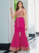 Load image into Gallery viewer, Magenta Heavy Embroidered Stylish Gharara Suit