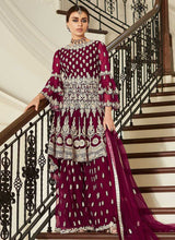 Load image into Gallery viewer, Magenta Pink Heavy Embroidered Sharara Style Suit fashionandstylish.myshopify.com