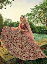 Load image into Gallery viewer, Maroon And Gold Heavy Embroidered Velvet Lehenga Suit fashionandstylish.myshopify.com